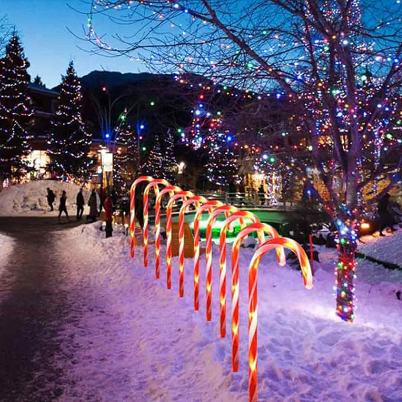 The Holiday Aisle 24 Pack Upgraded Solar Christmas Candy Cane Lights Solar Pathway Lights Waterproof Christmas Decorations Outdoor With 8 Modes For Party Patio Garden Lawn Yard Decor Wayfair